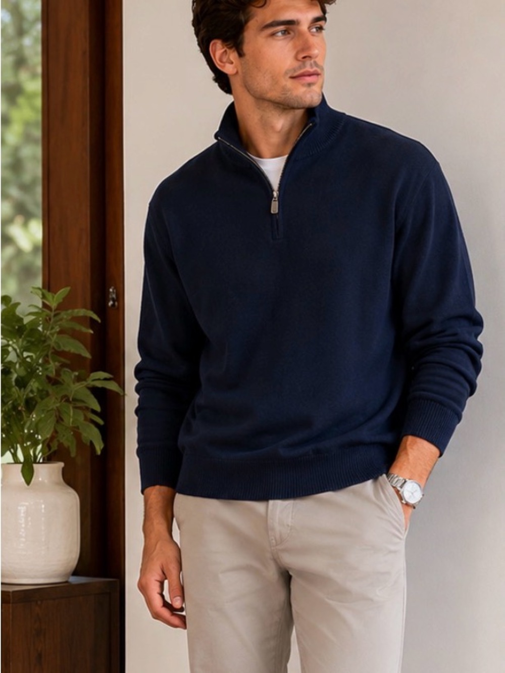 Jos. A. Bank Men's Navy Half-Zip Sweater